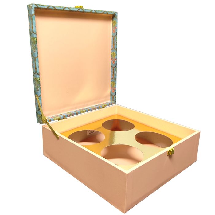 Green Floral Square Box Invitation-KBX0504-King of Cards