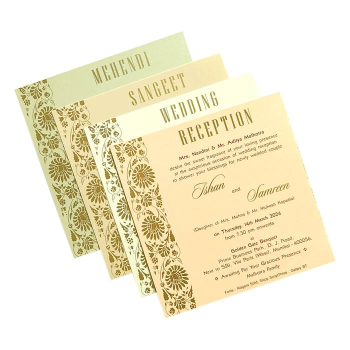 Cream Floral Nameplate Invitation Card-King of Cards