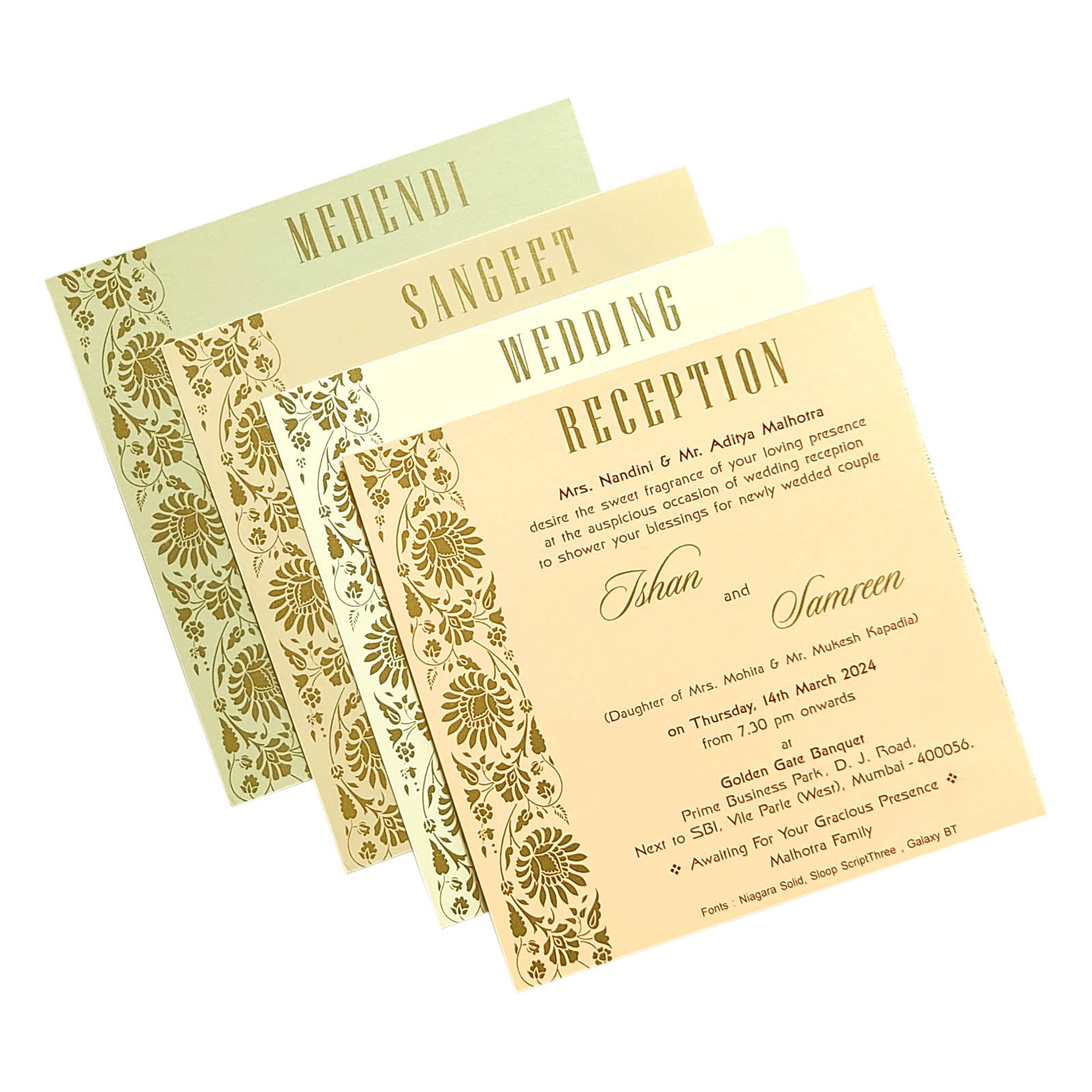 Cream Floral Nameplate Invitation Card-KRC28650