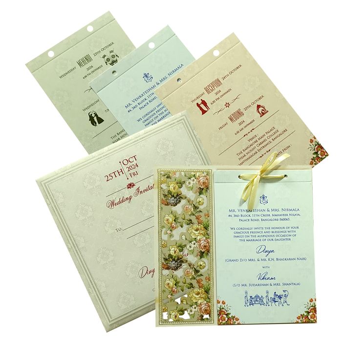 Green Laser Cut Mdf Invitation Card-KNKA8066