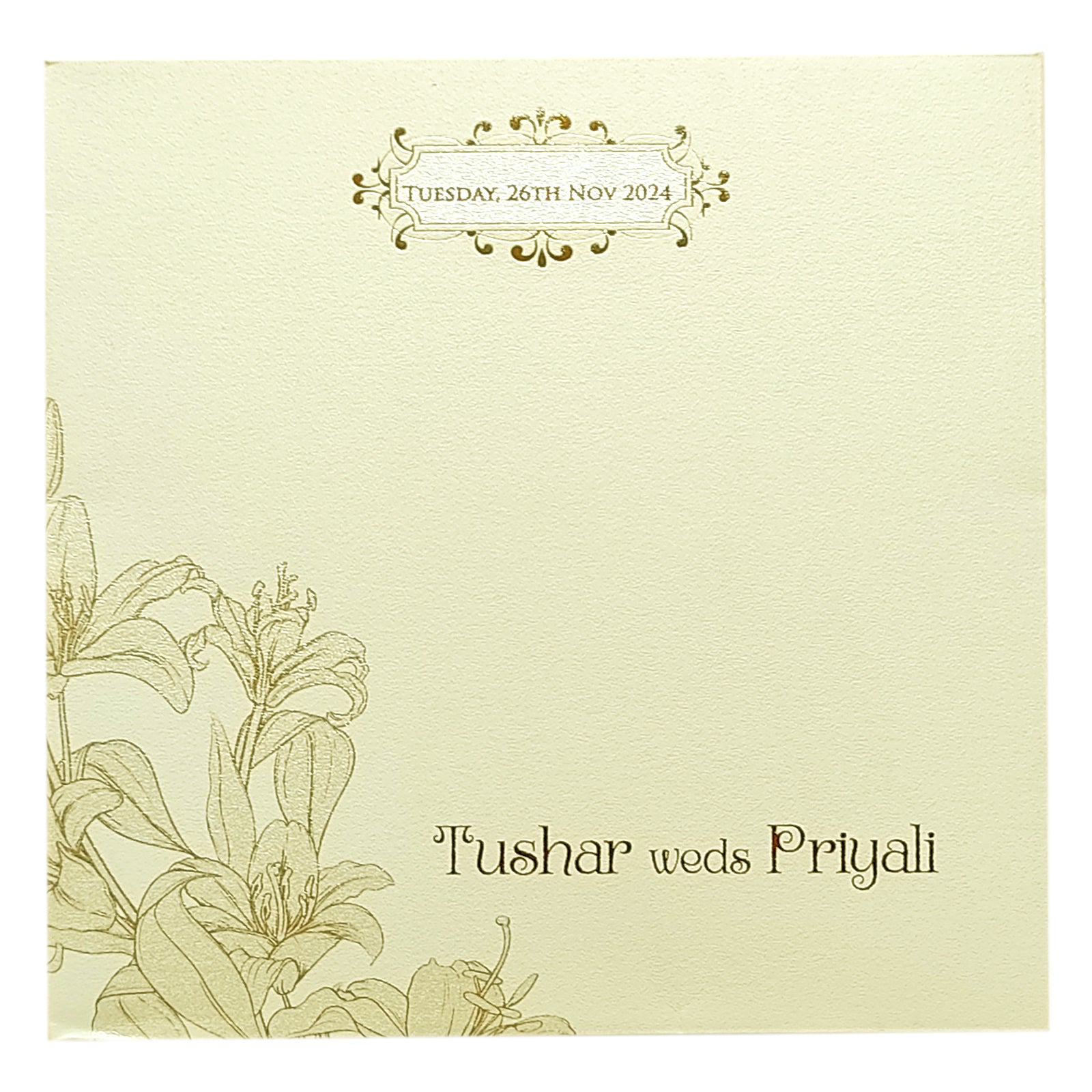 Sliver Cloud Floral Nameplate Invitation Card-KPR05370