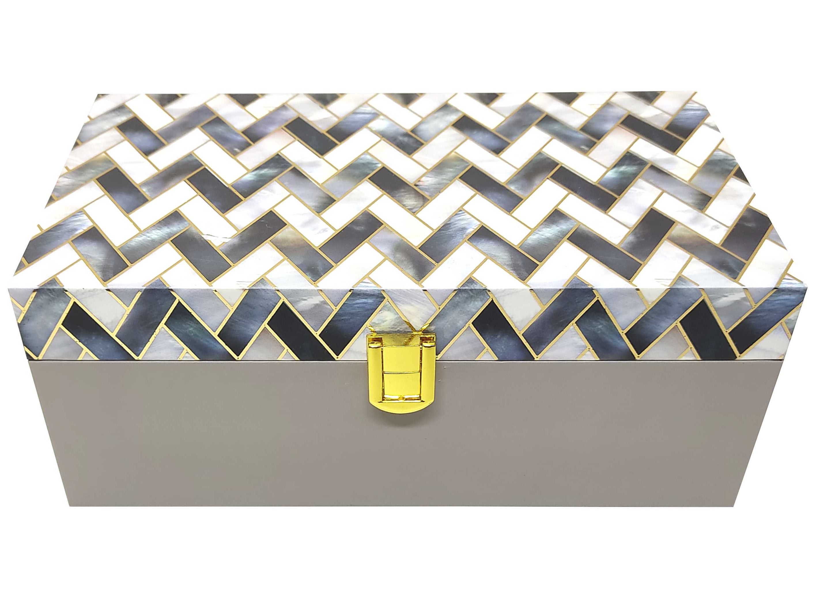 White And Grey Designer Box Invitation-KBX0101-King of Cards