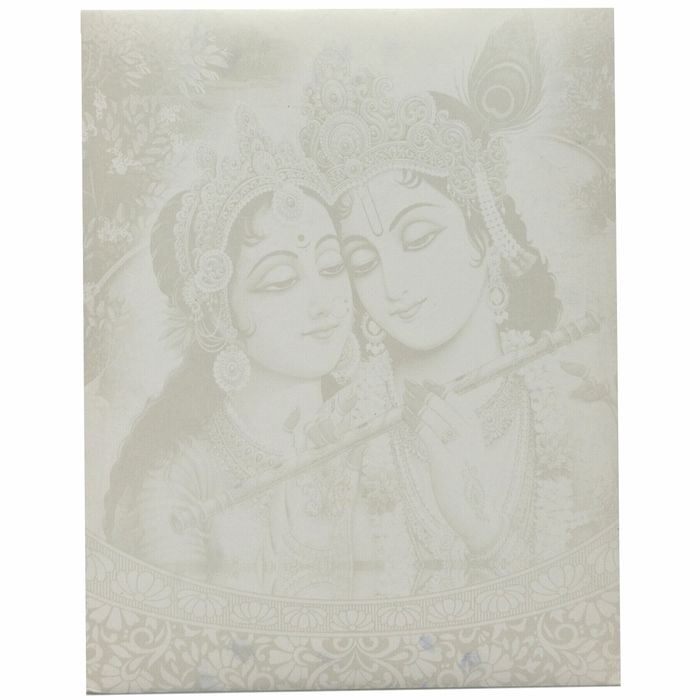 White Radha Krishna With Screen Printing And Gold Foiling-KNJS2053-King of Cards