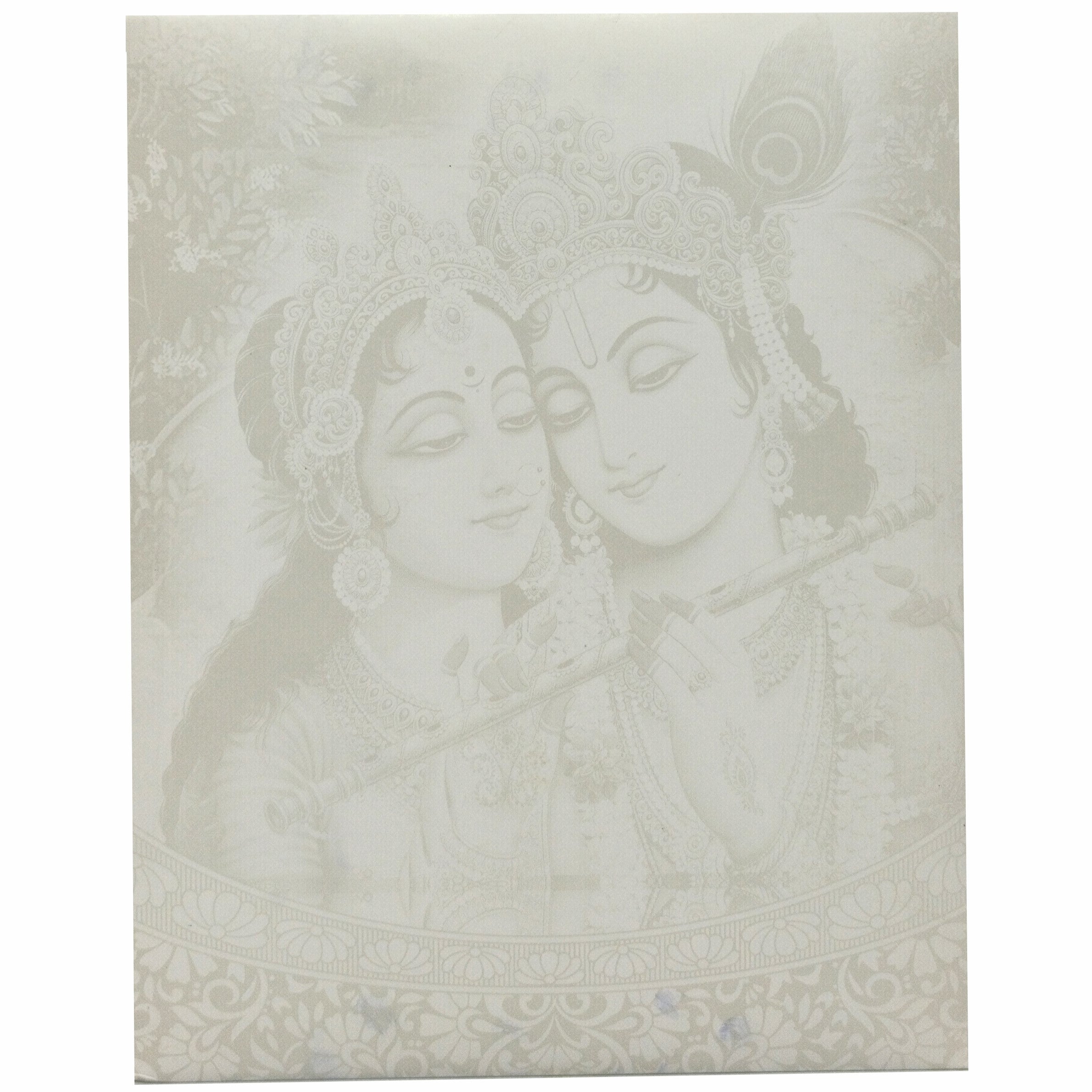 White Radha Krishna With Screen Printing And Gold Foiling-KNJS2053