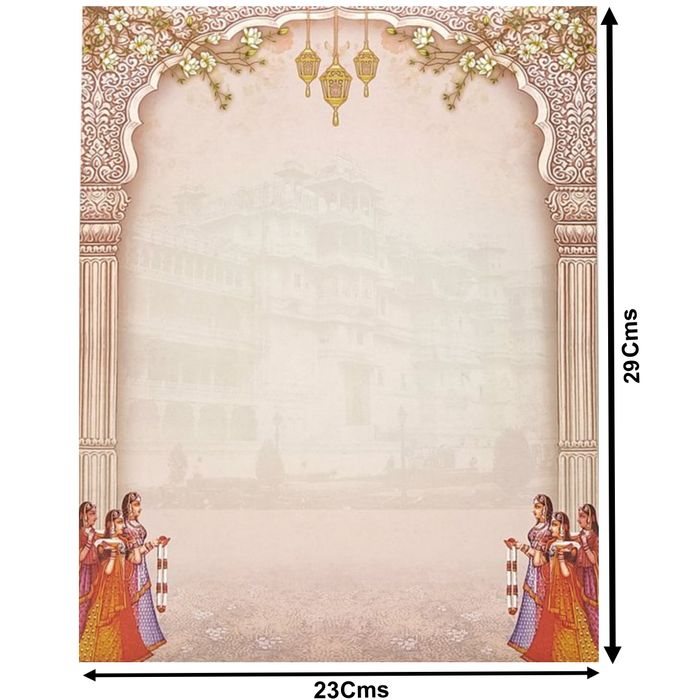 Grey Offset Print With Palace and Baraat Design Invitation-KNKJ1099-King of Cards