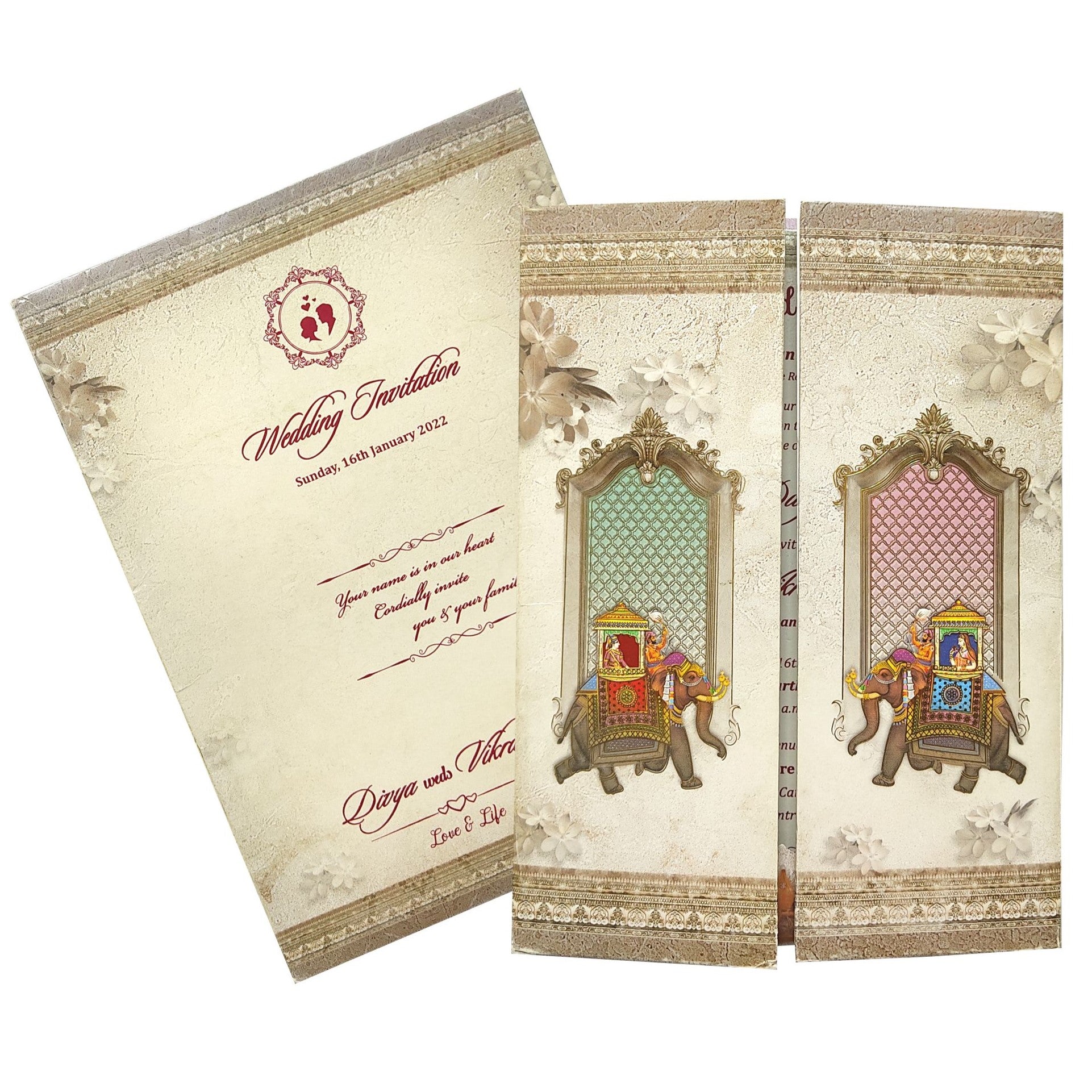 Grey Padded Door Type With Elephant Design-KNPO9510G