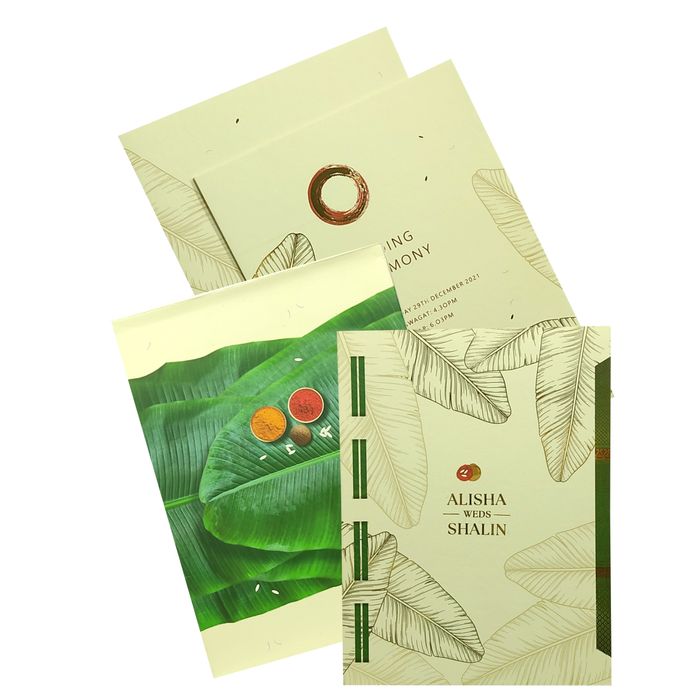 Cream Leaf South Wedding Invitation Card-King of Cards