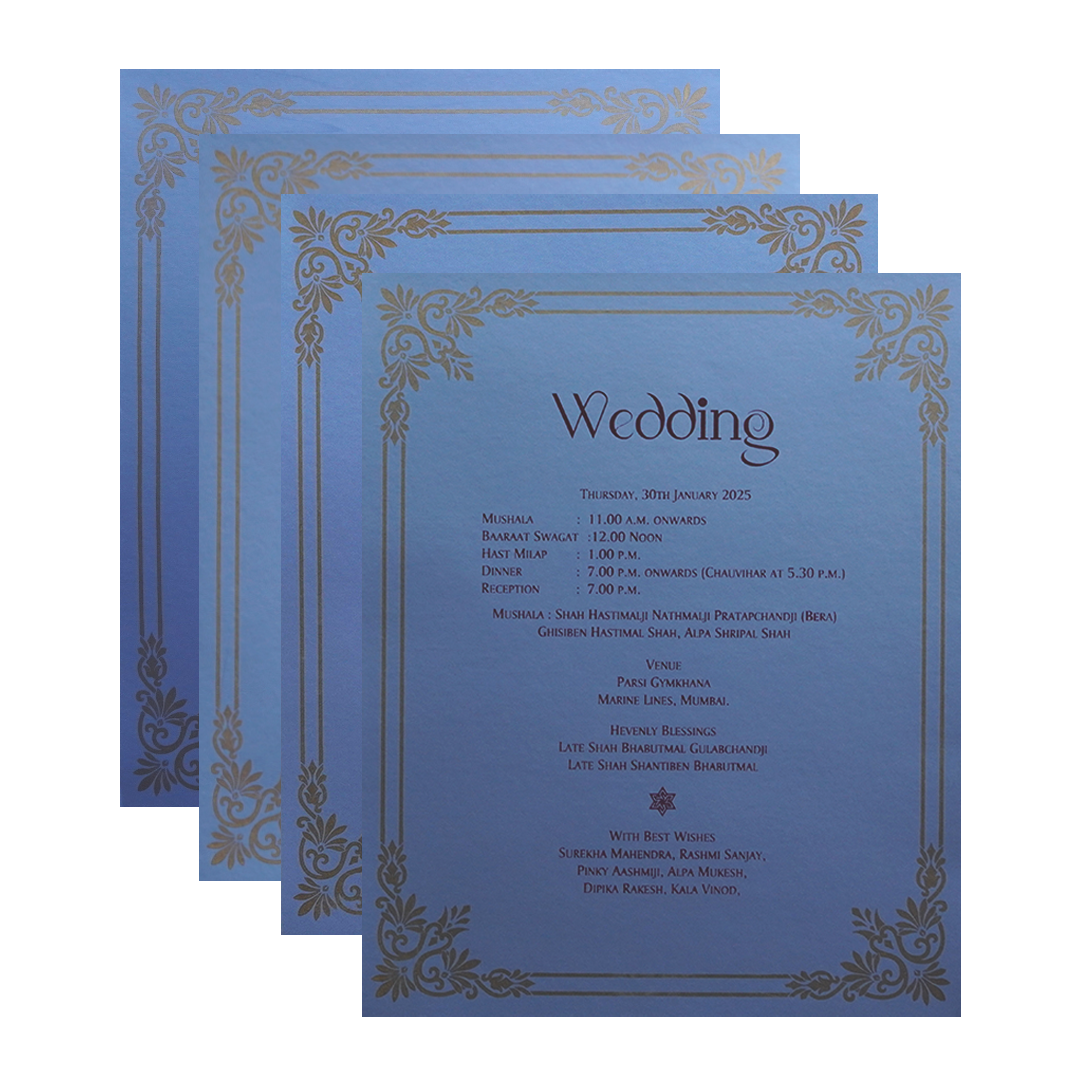 Blue Embossed Wedding Card-King of Cards