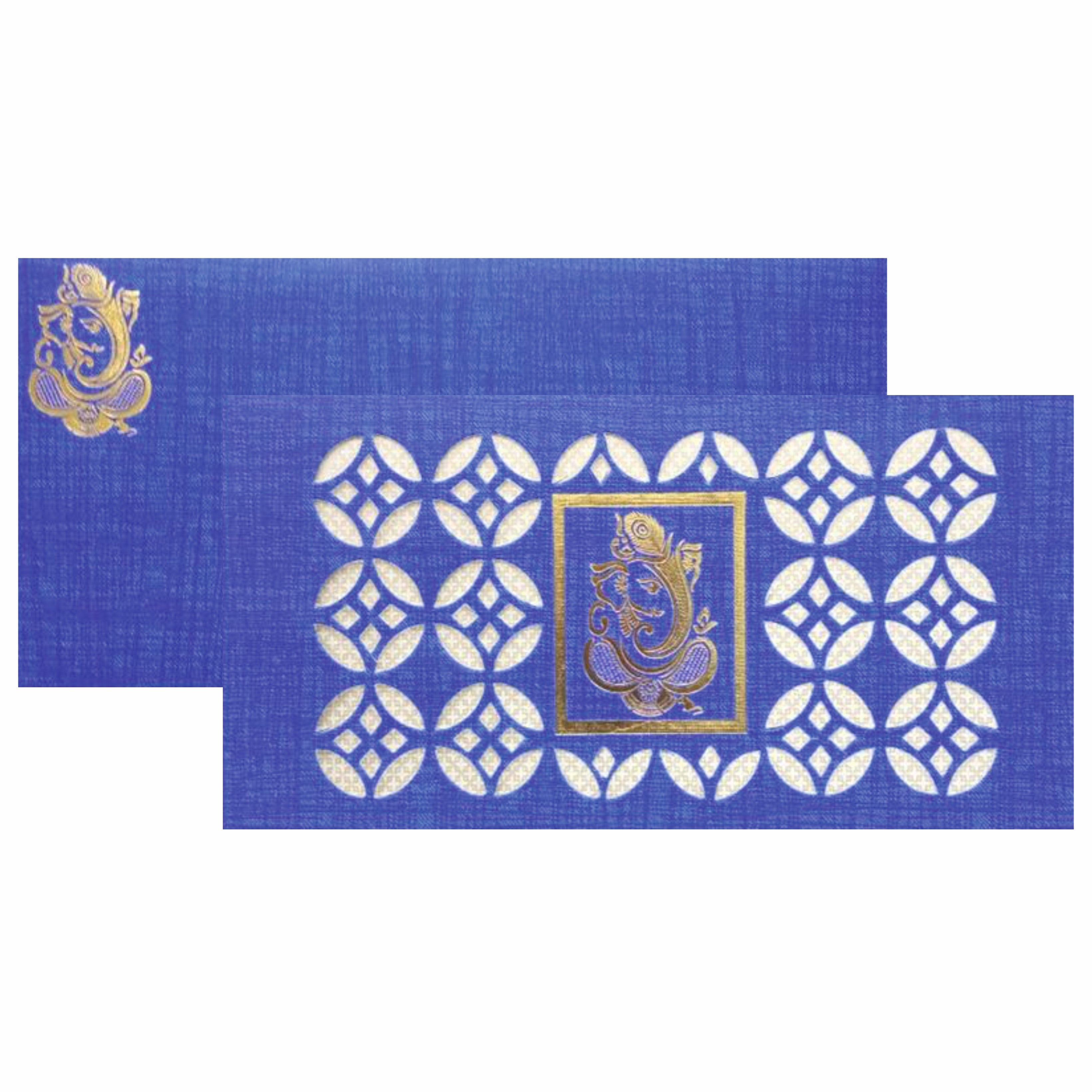 Enchanting Cut design With Ganesha Theme Wedding Card-KNK20110