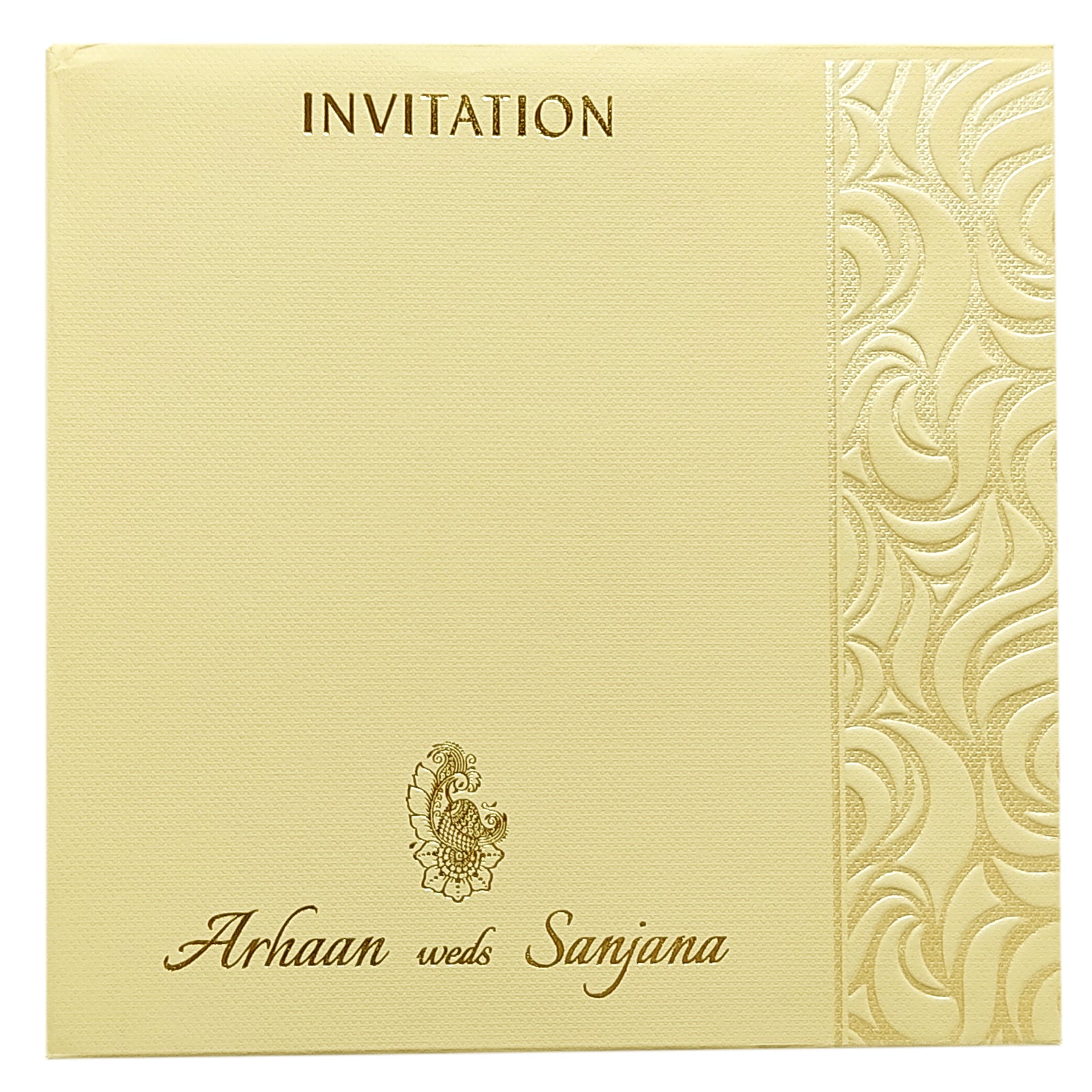 Cream Embossed Padded Invitation Card-King of Cards