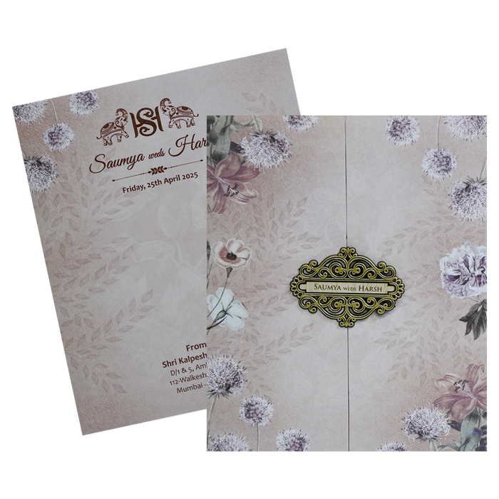 Light Rosy Brown Floral Invitation Card-King of Cards