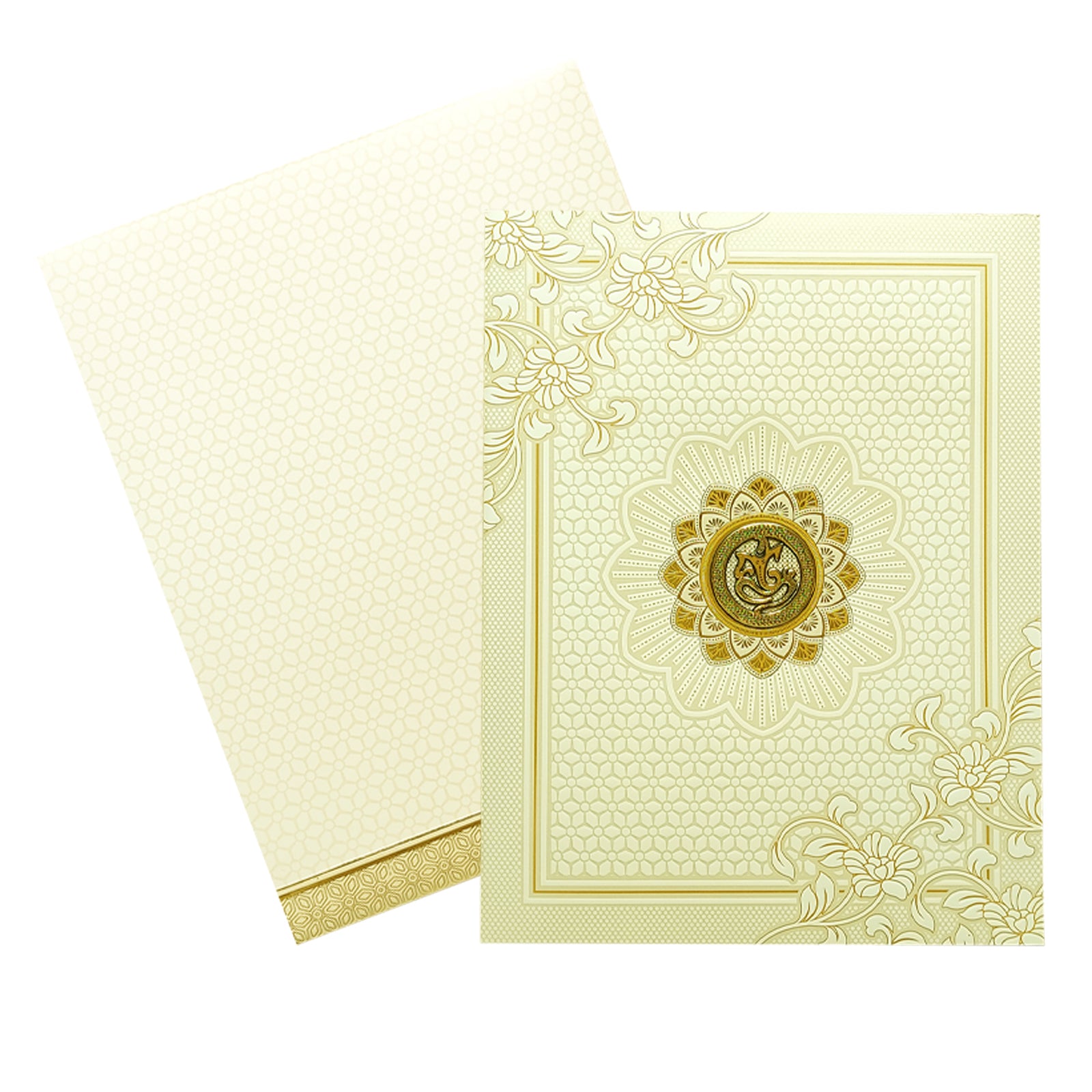 White Ganesha Invitation Card-KNJS2075