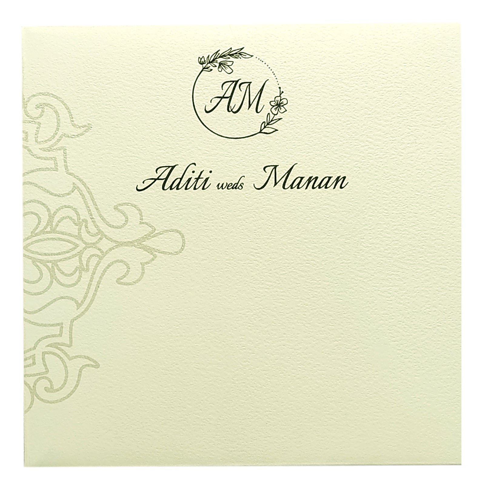 White Embossed Box Invitation Card-KRC29272