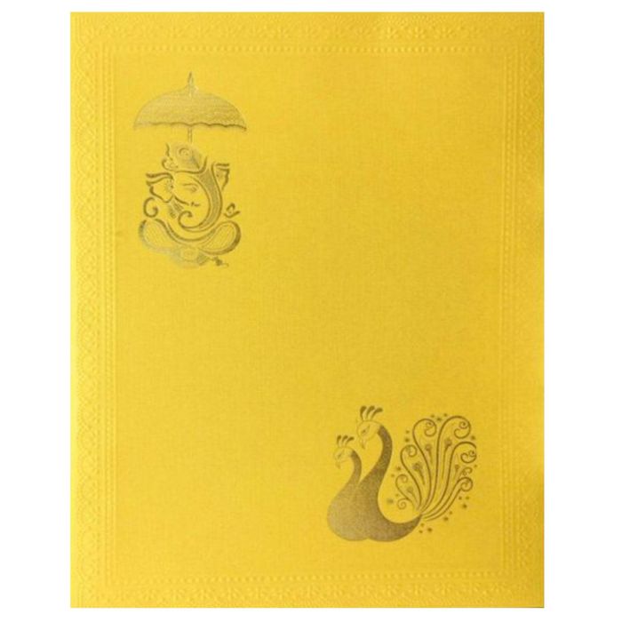 Sparkling Gold Color Ganesha Wedding Card-King of Cards
