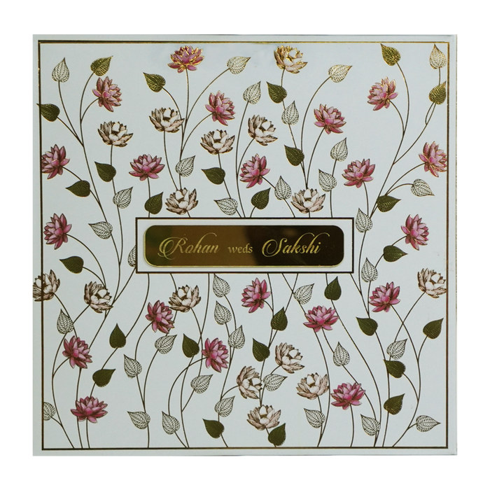 White Lotus Printed Padded Marriage Card-King of Cards