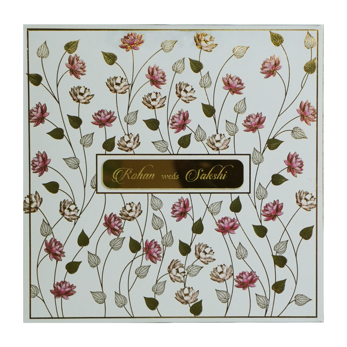 White Lotus Printed Padded Marriage Card-King of Cards