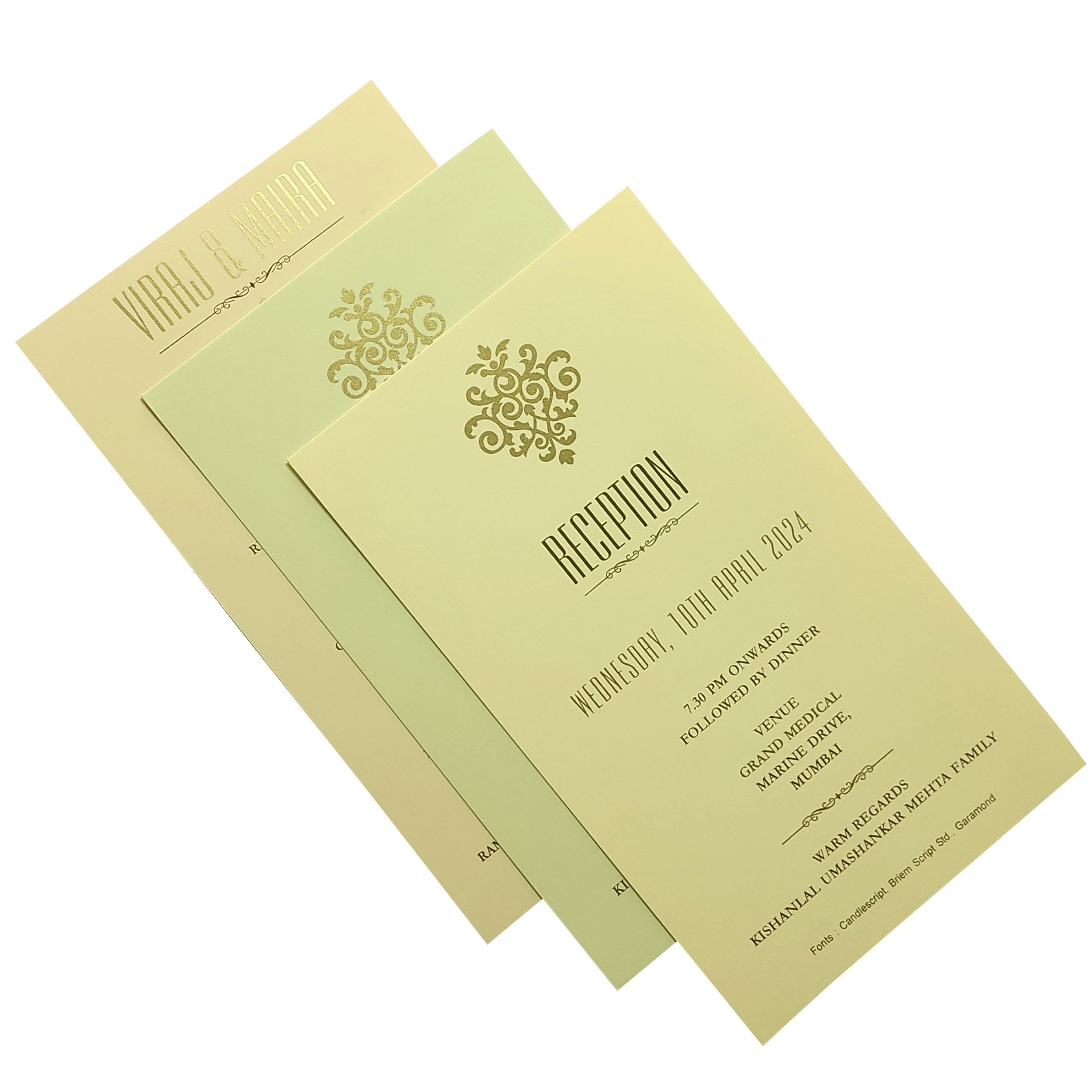 Beige Leaf Design Invitation Card-King of Cards
