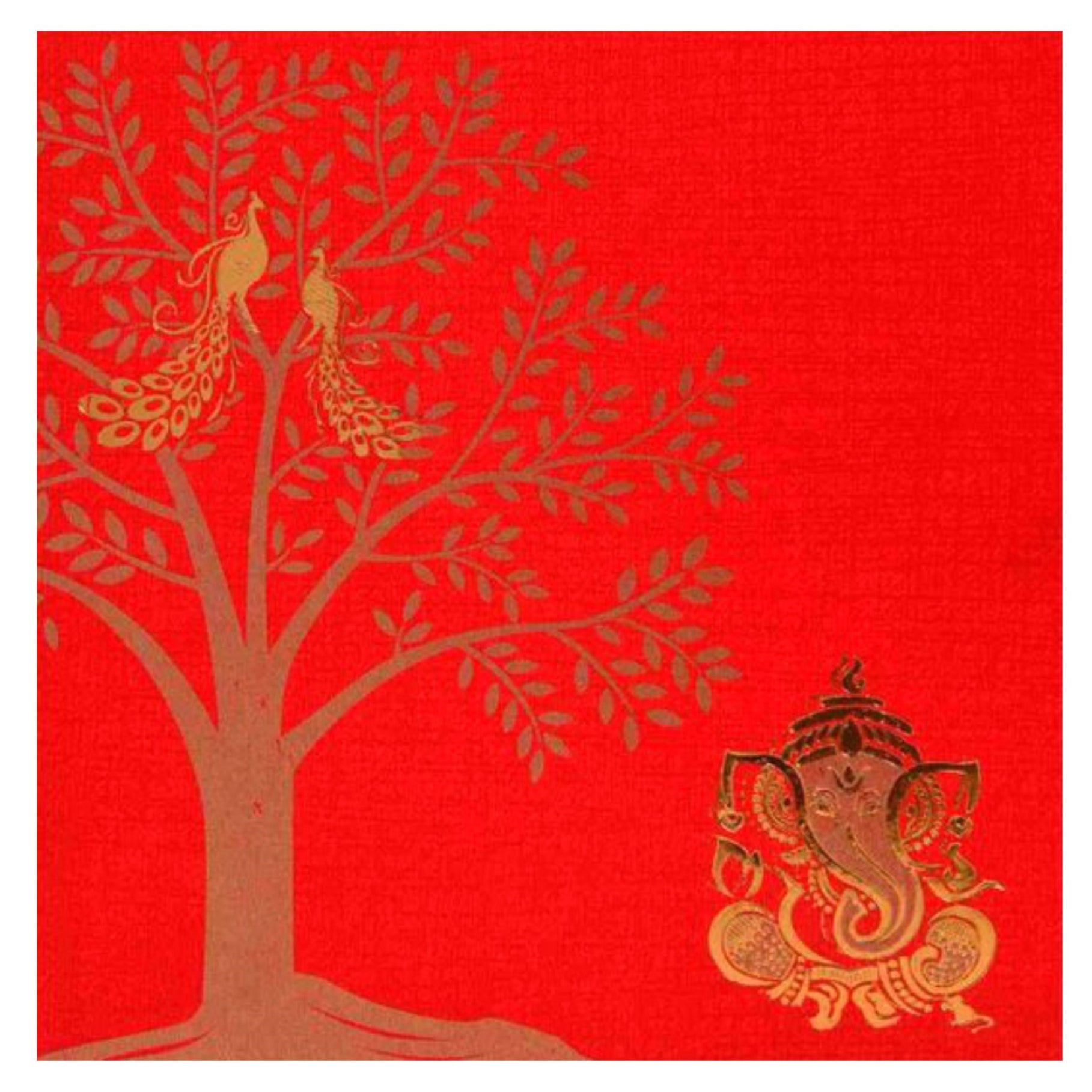 Royal Red Ganesha Tree Wedding Card-KNK43290