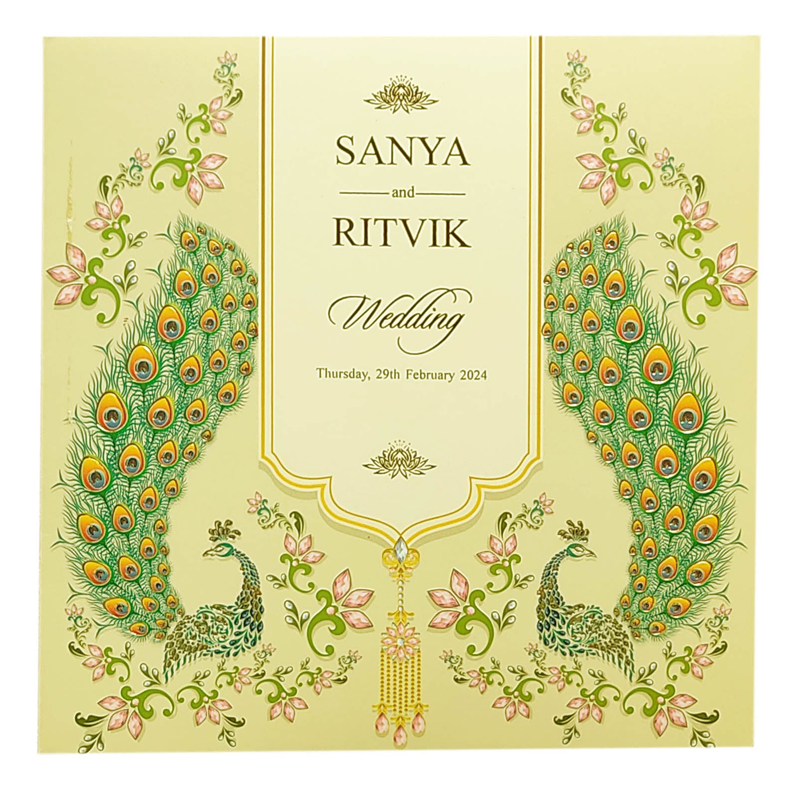 Cream Peacock Invitation Card-King of Cards