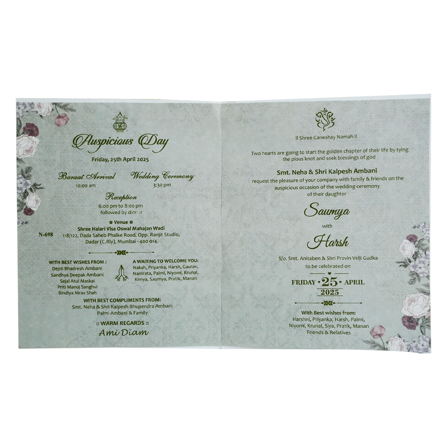 Soft Green Marriage Invitation-KVN06980