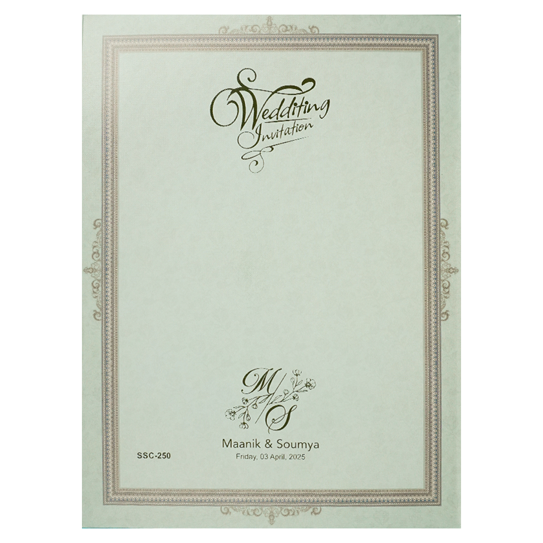 Blue Floral Metallic Padded Wedding Card-KSSC2500