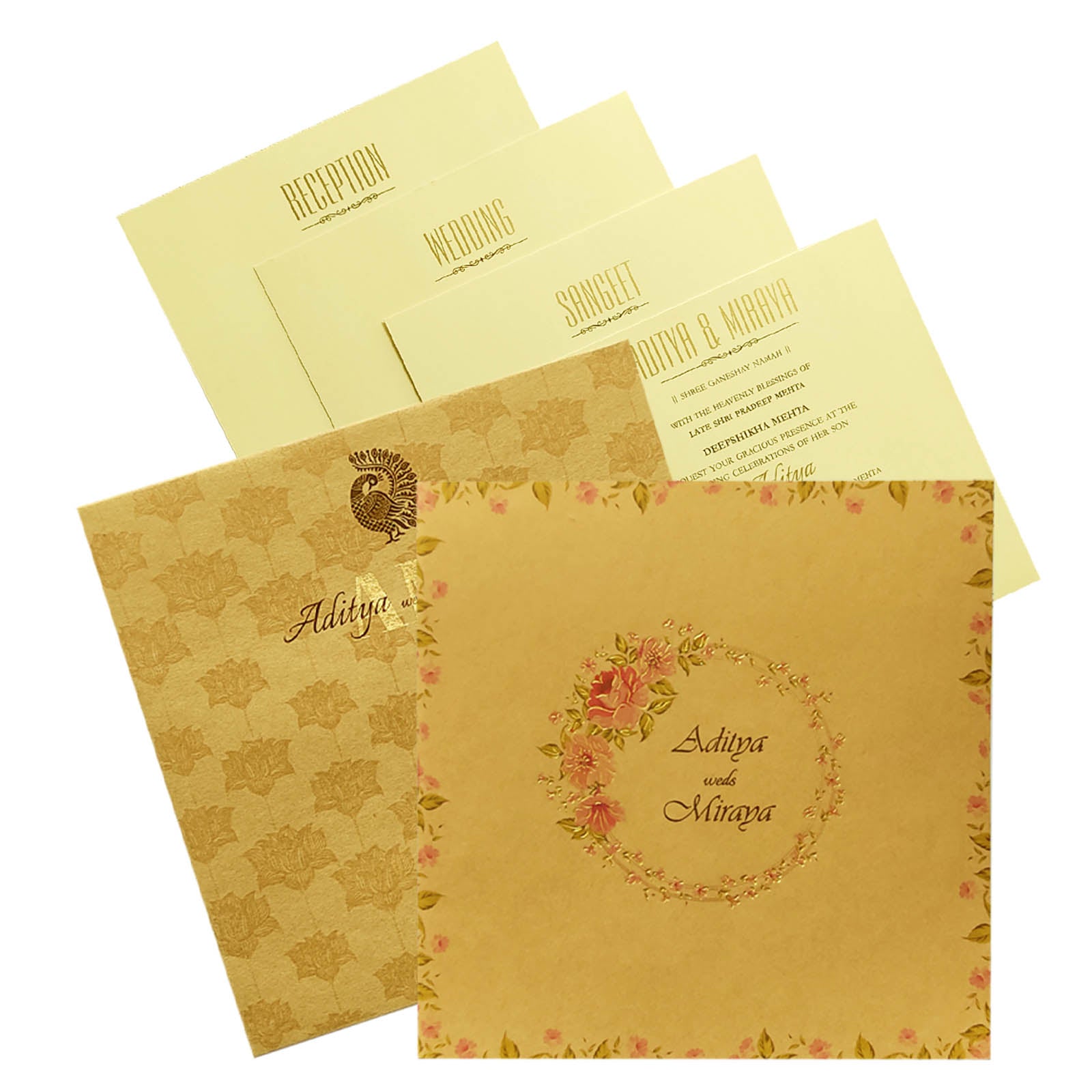 Brown Pink Floral Invitation Card-KRC29402