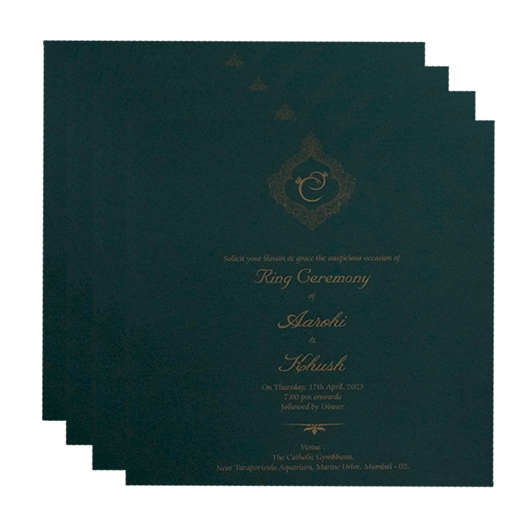 Dark Green Embossed Wedding Card-KPR09320