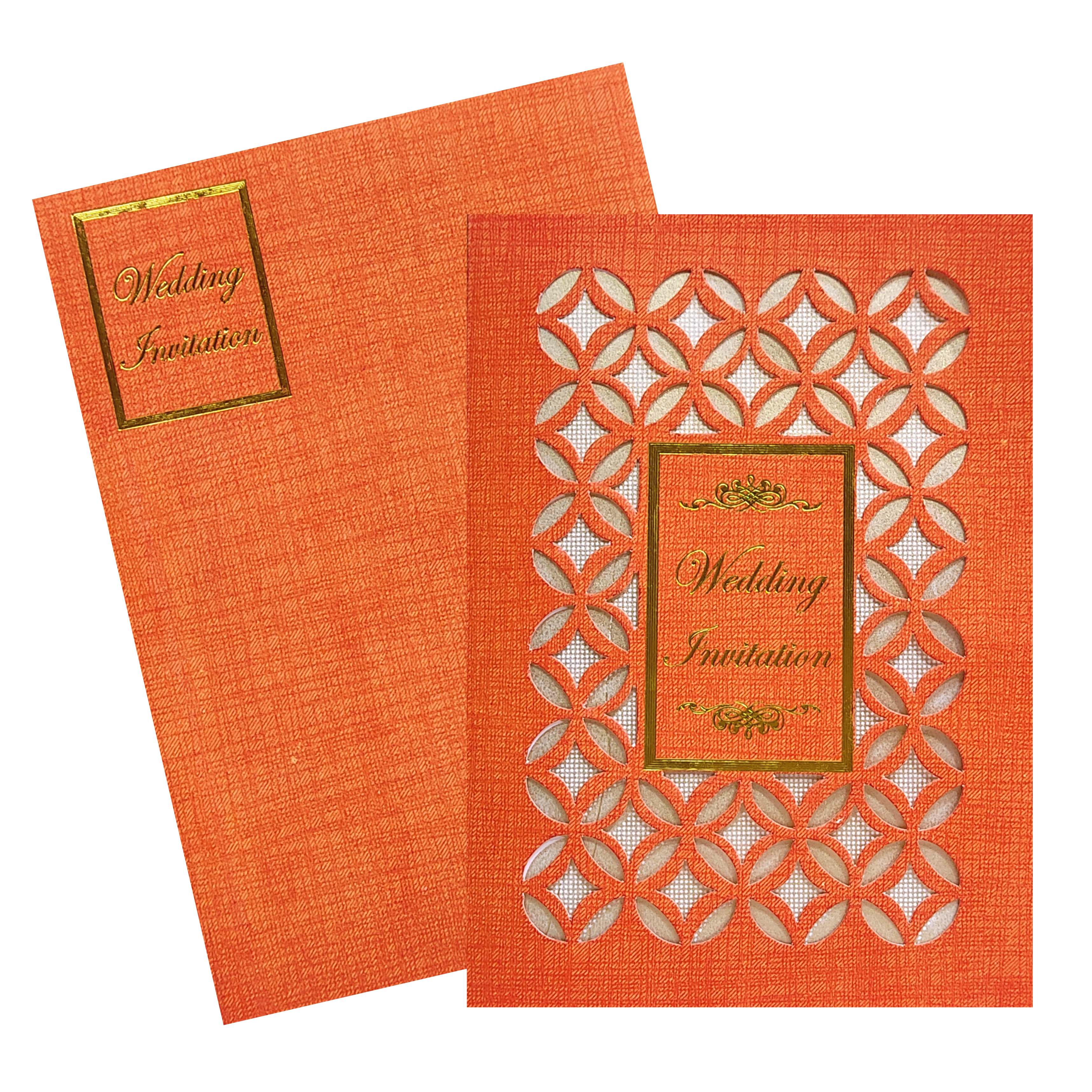 Red Laser Cut Wedding Invitation With A Gold Touch-KNK30651