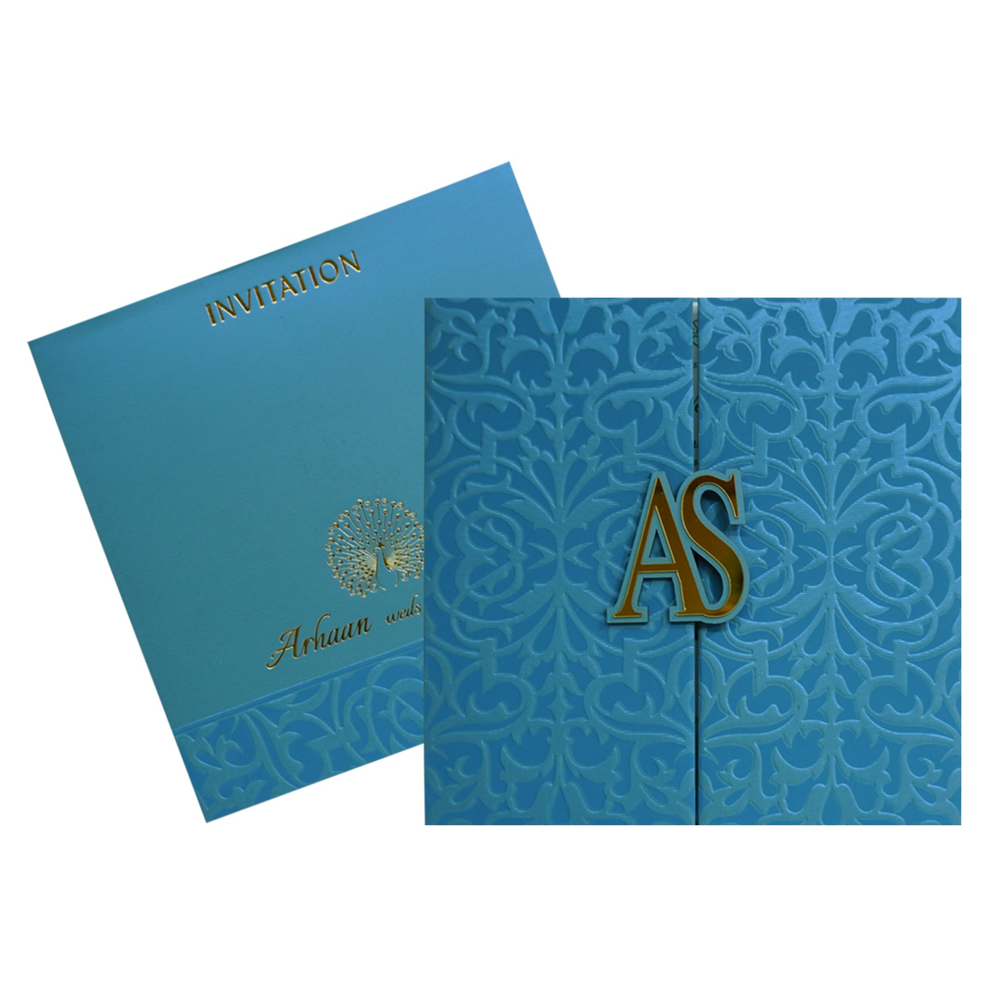 Light French Blue Textured Invitation-KRC30392