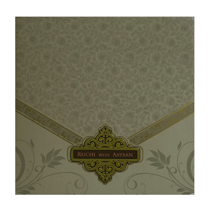 Light Beige Floral Nameplate Wedding Card-King of Cards
