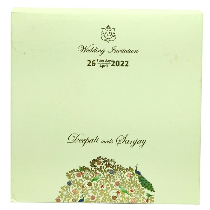 Beige Floral Padded Invitation Card-King of Cards
