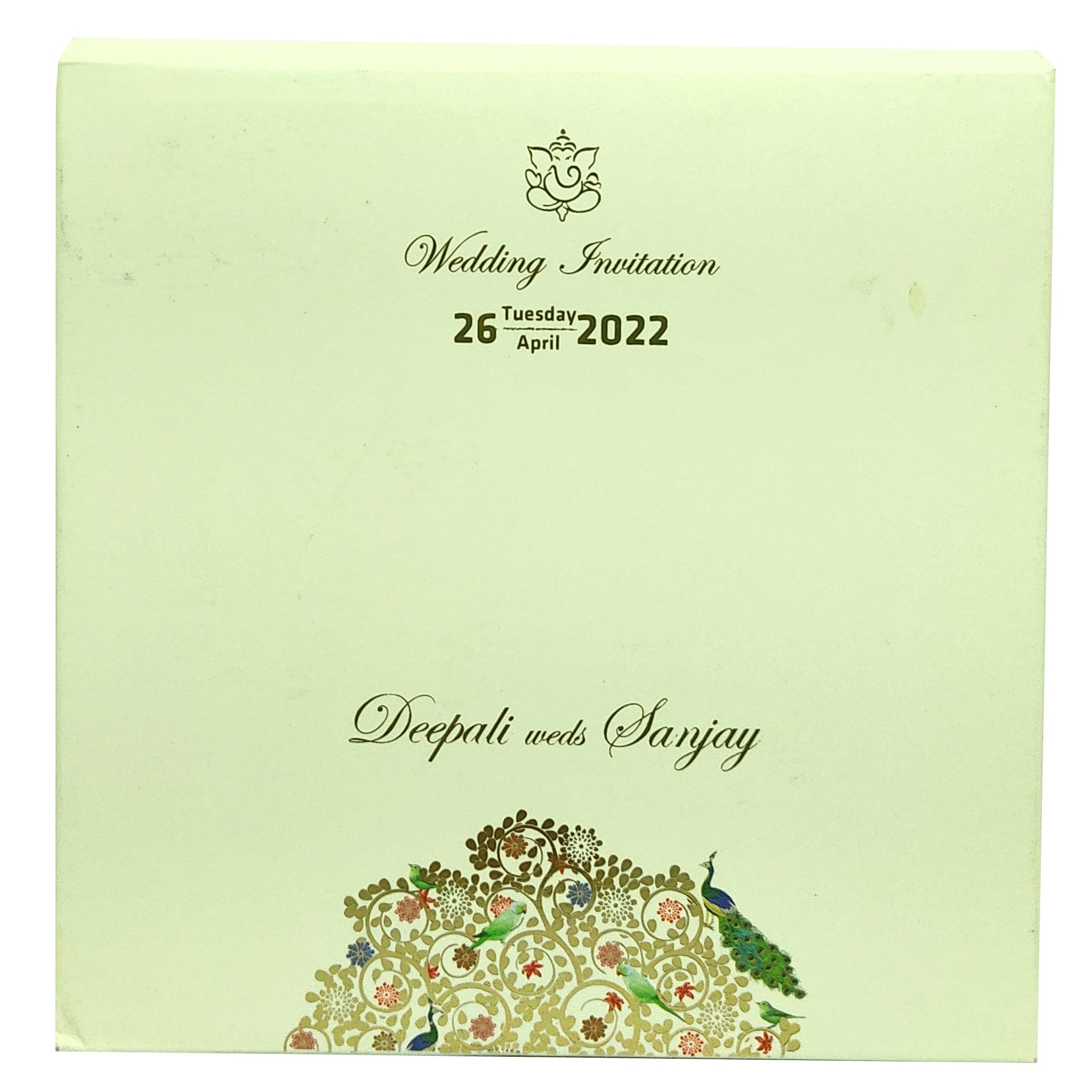 Beige Floral Padded Invitation Card-King of Cards