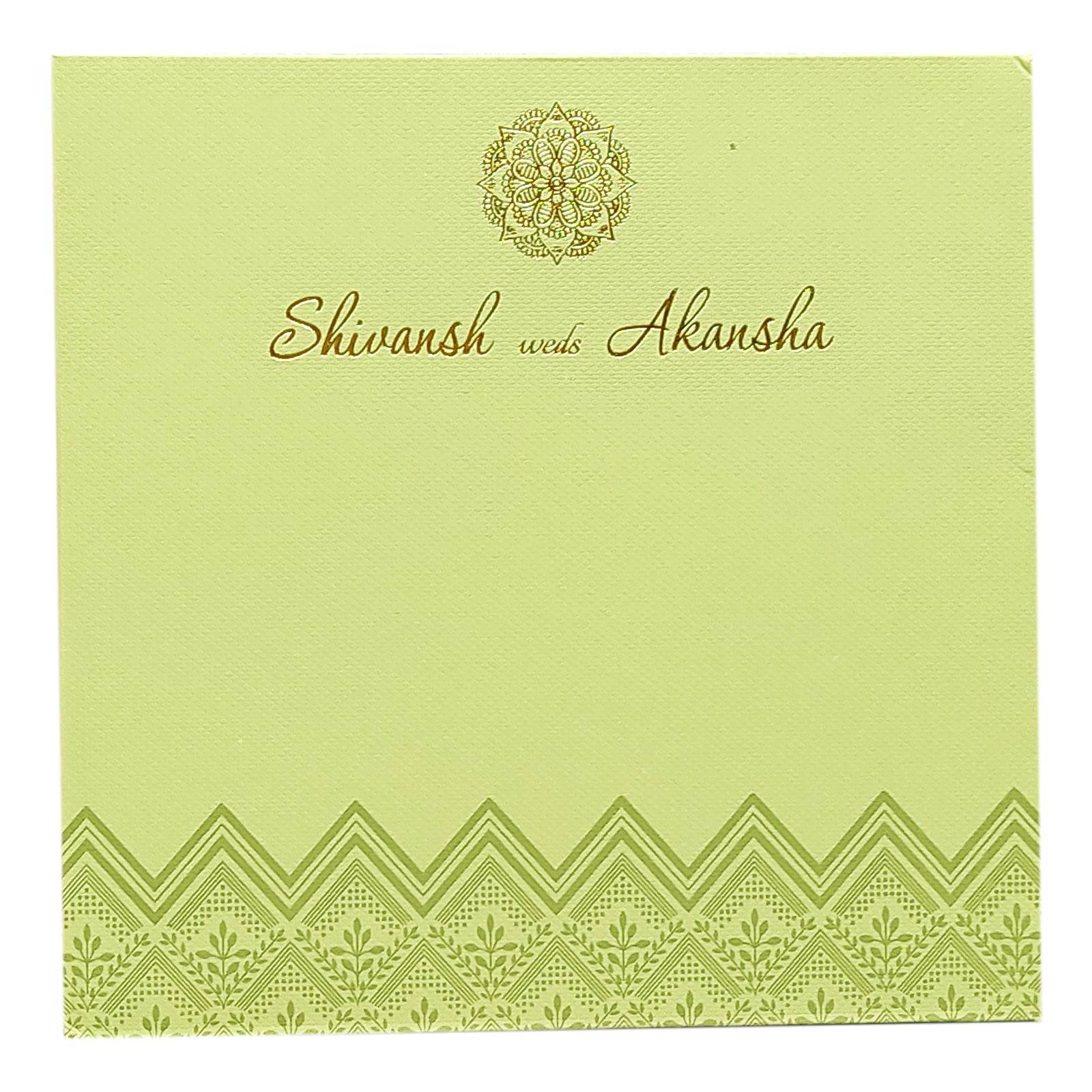 Pastel Green Embossed Design Invitation Card-KRC29512