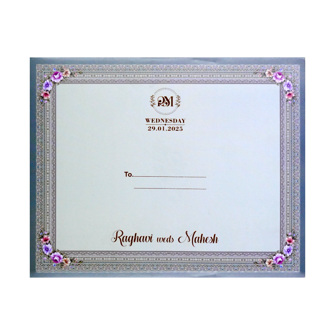 Greyish Blue Padded Invitation-King of Cards