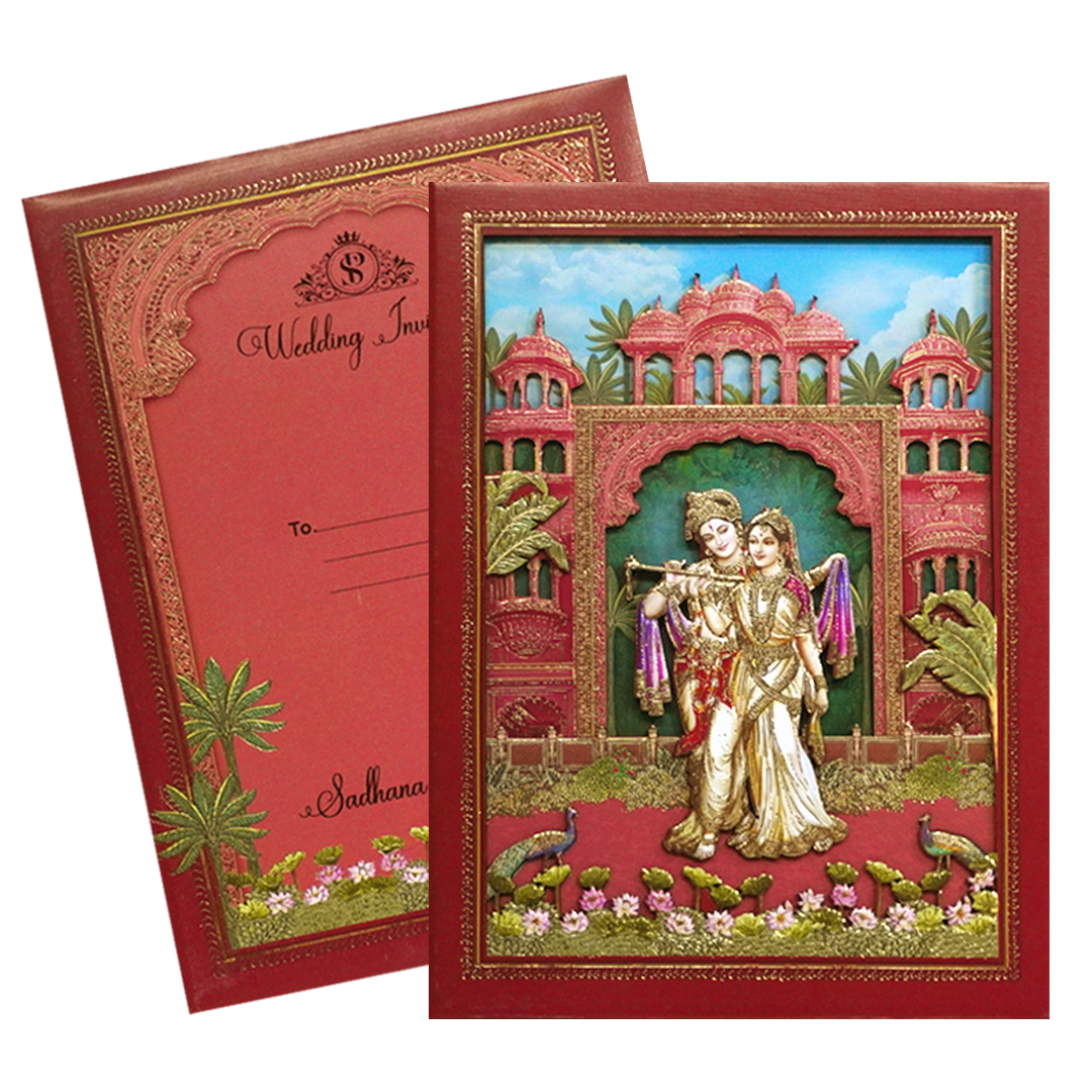 Red MDF Padded Invitation-King of Cards