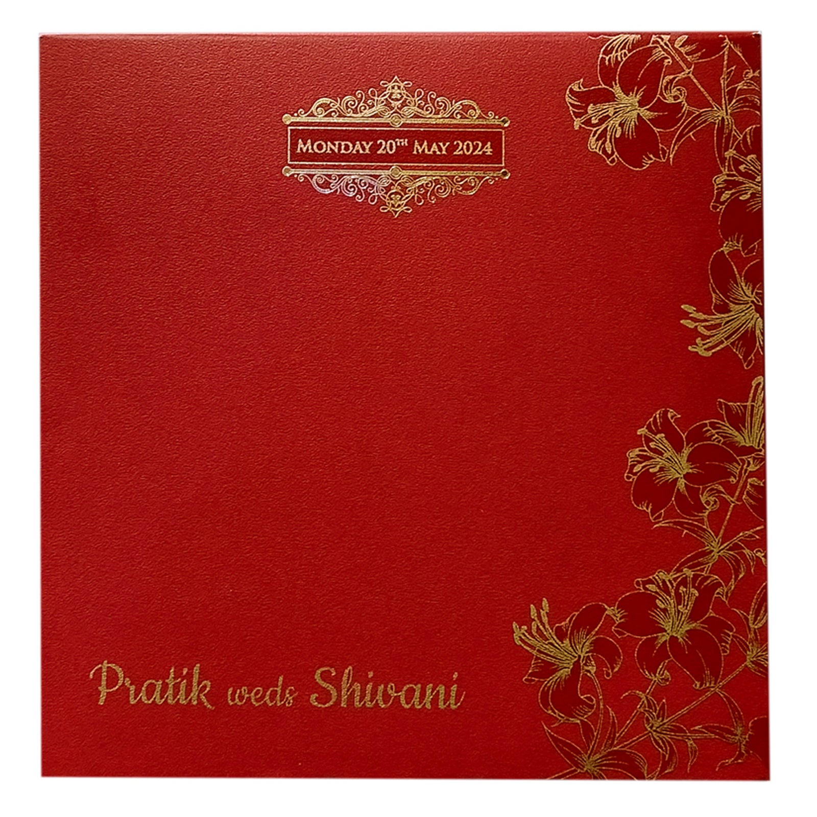 Red Floral Nameplate Door Wedding Card-King of Cards