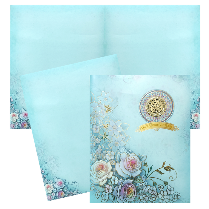 Pista Green Floral Door Type Invitation Card-King of Cards