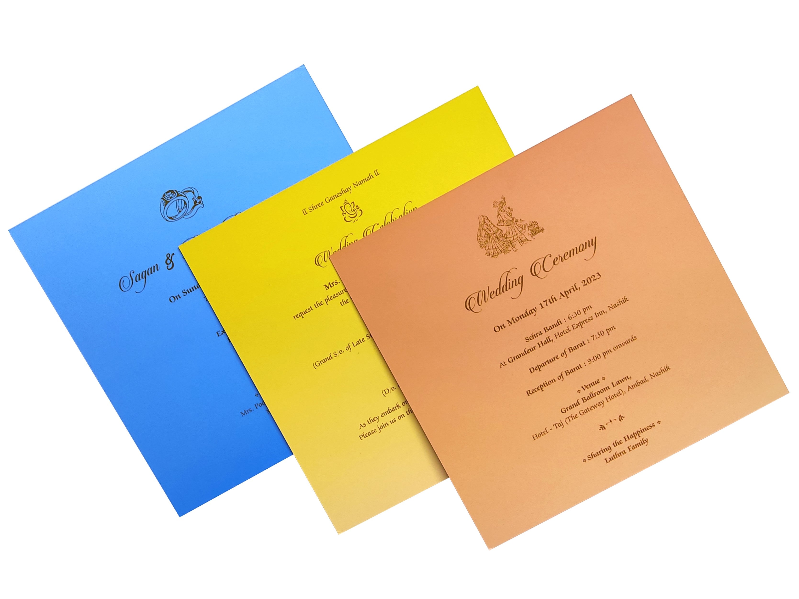 Beige Royal Padded Wedding Card-King of Cards