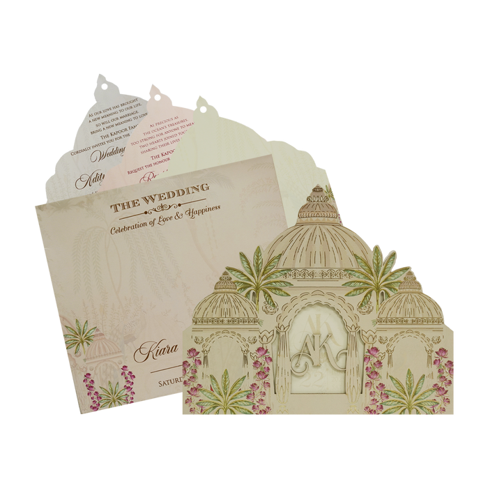 Cream Laser Cut Arch MDF Marriage Card-King of Cards