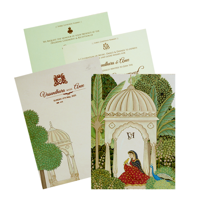 Cream Arch Floral Wedding Card-KBM04131