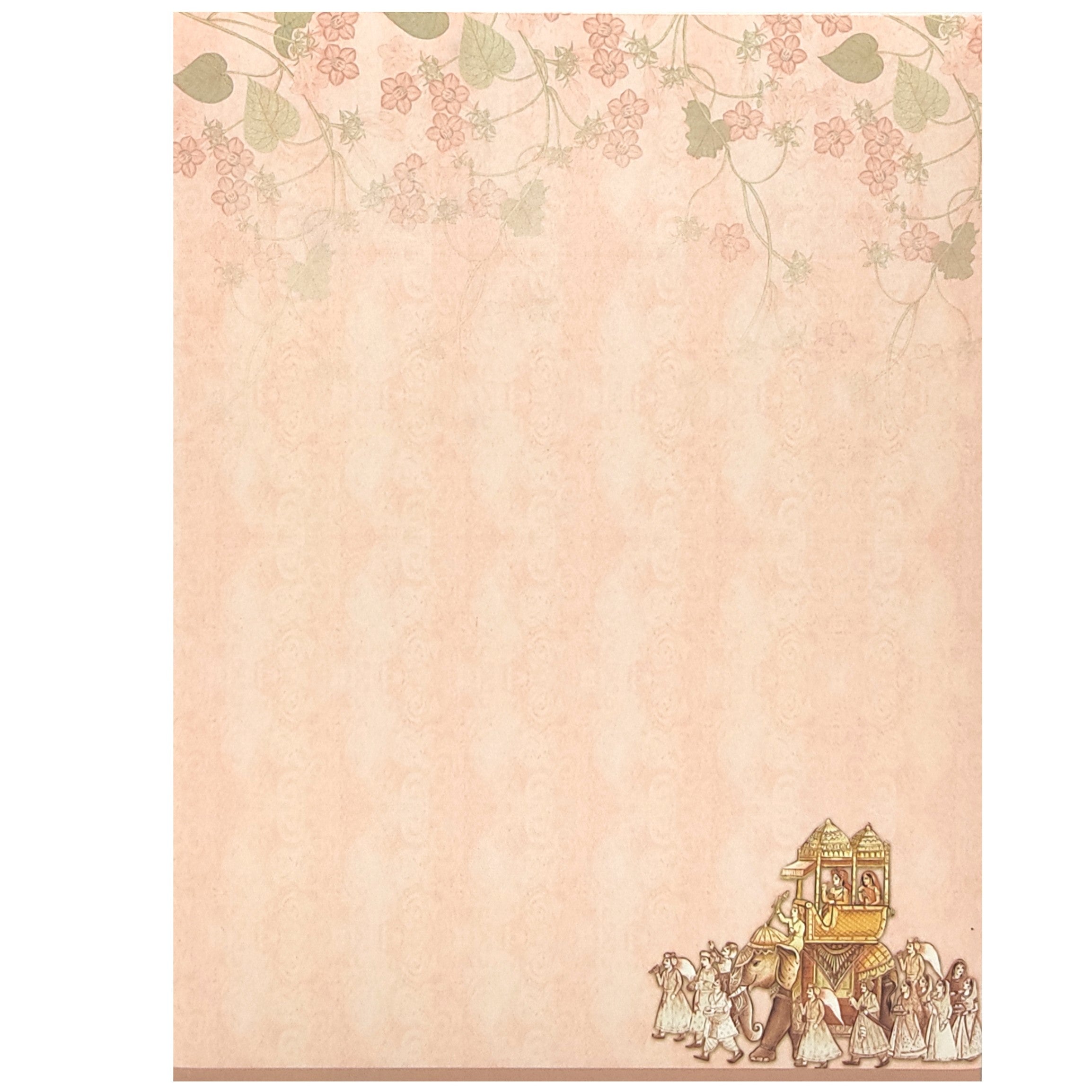 Pink Classic Floral Design With Elephant and Bride Groom Card-KNKC4054