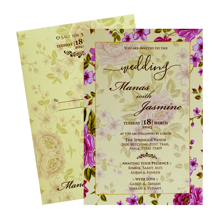 Light Pastel Yellow Marriage Card-King of Cards