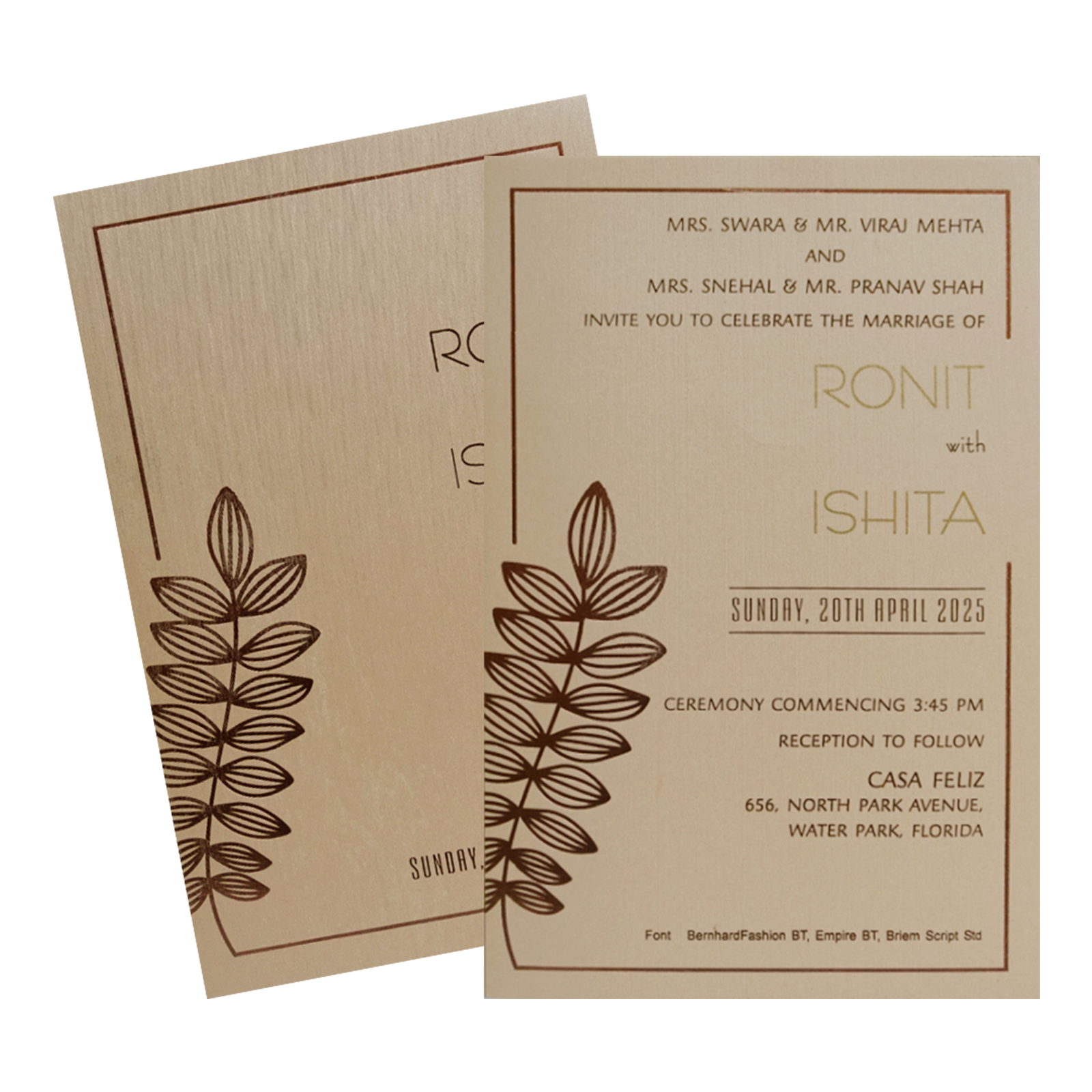 Peach Single Sheet Invitation Card-King of Cards