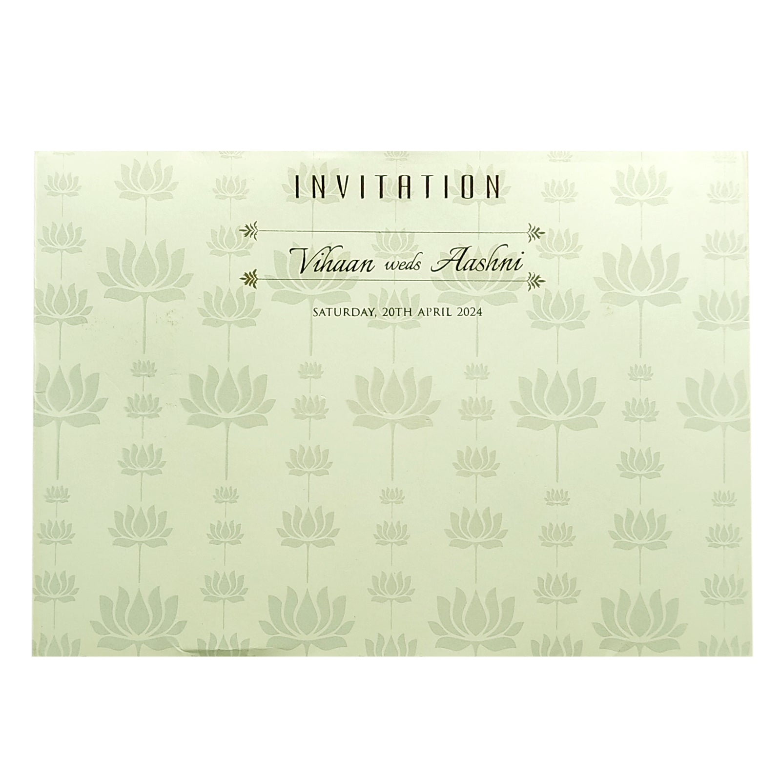 White Lotus Padded Invitation Card-KRC29850