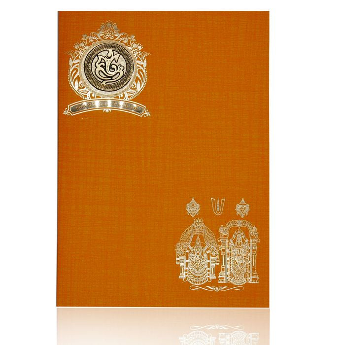 Orange Classic Paper Print Balaji And Padmavathi Hindu Invitation Cards-KNCP823O-King of Cards