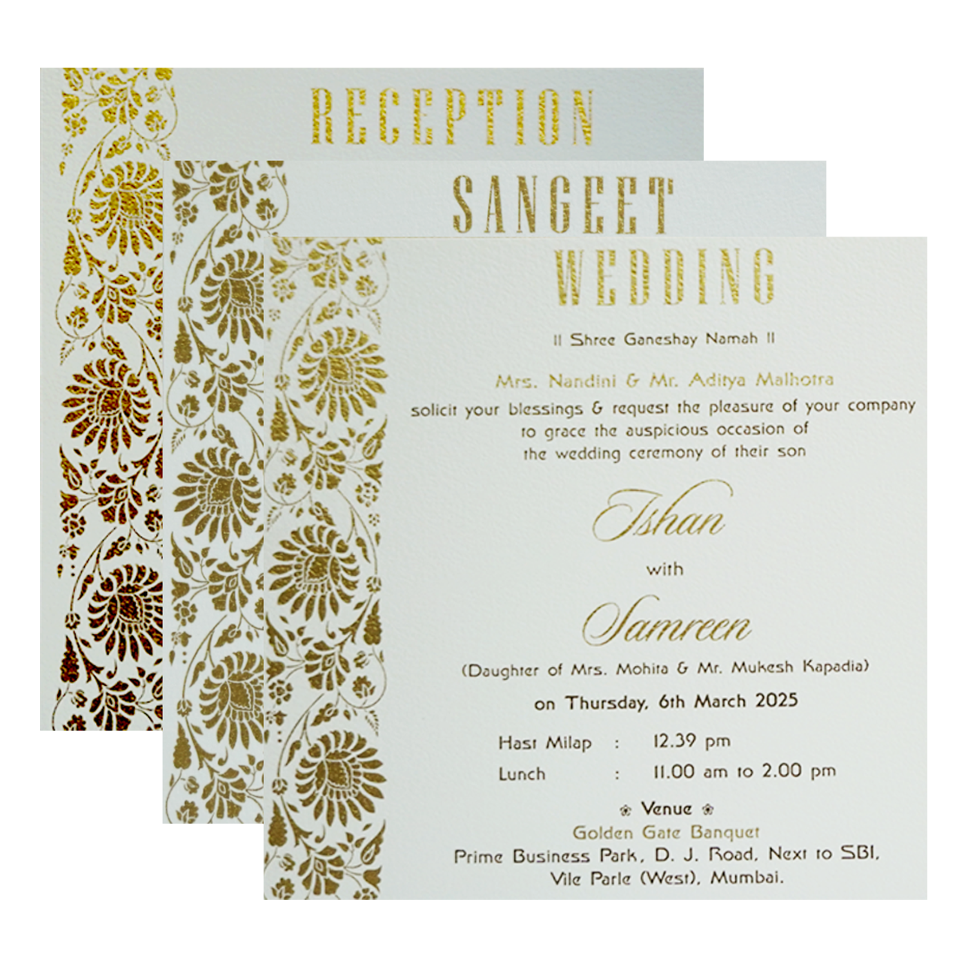 White Pattern Box Wedding Card-KRC30810