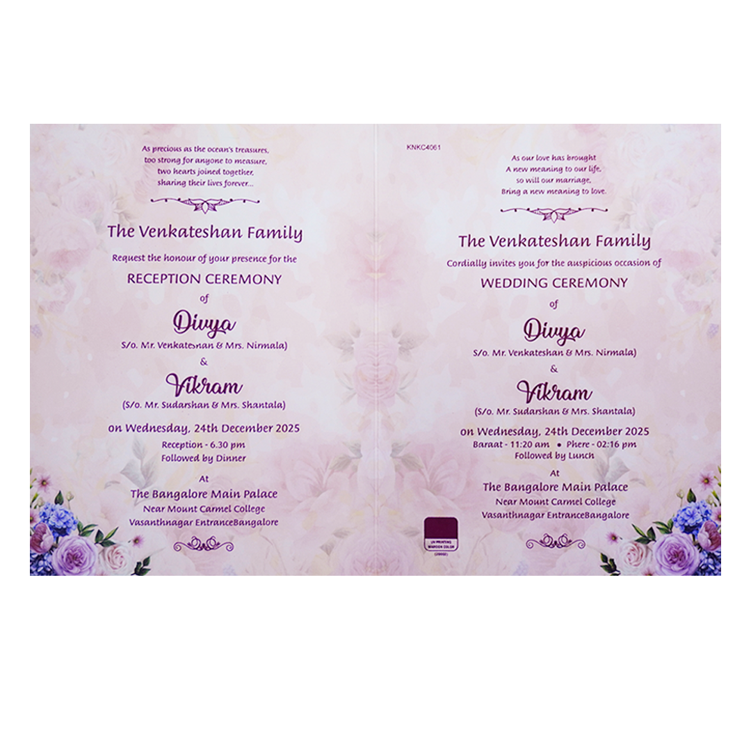 Colourful Floral Wedding Card With a Gold Touch-KNKC4061