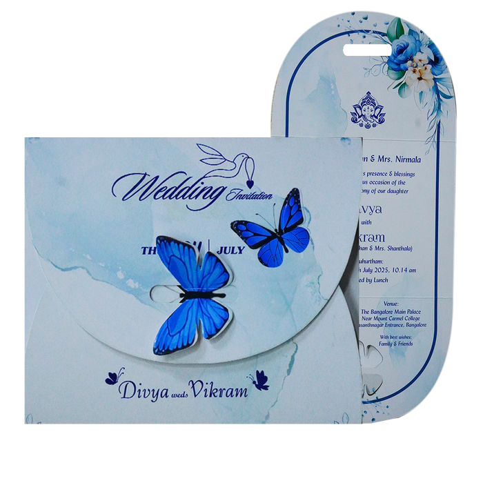 Butterfly Green And Blue Wedding Card-King of Cards