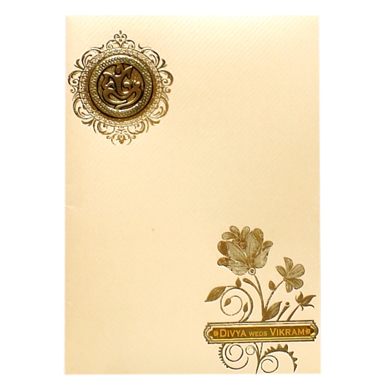 Peach Gold Floral Invitation Card-KNKTP030