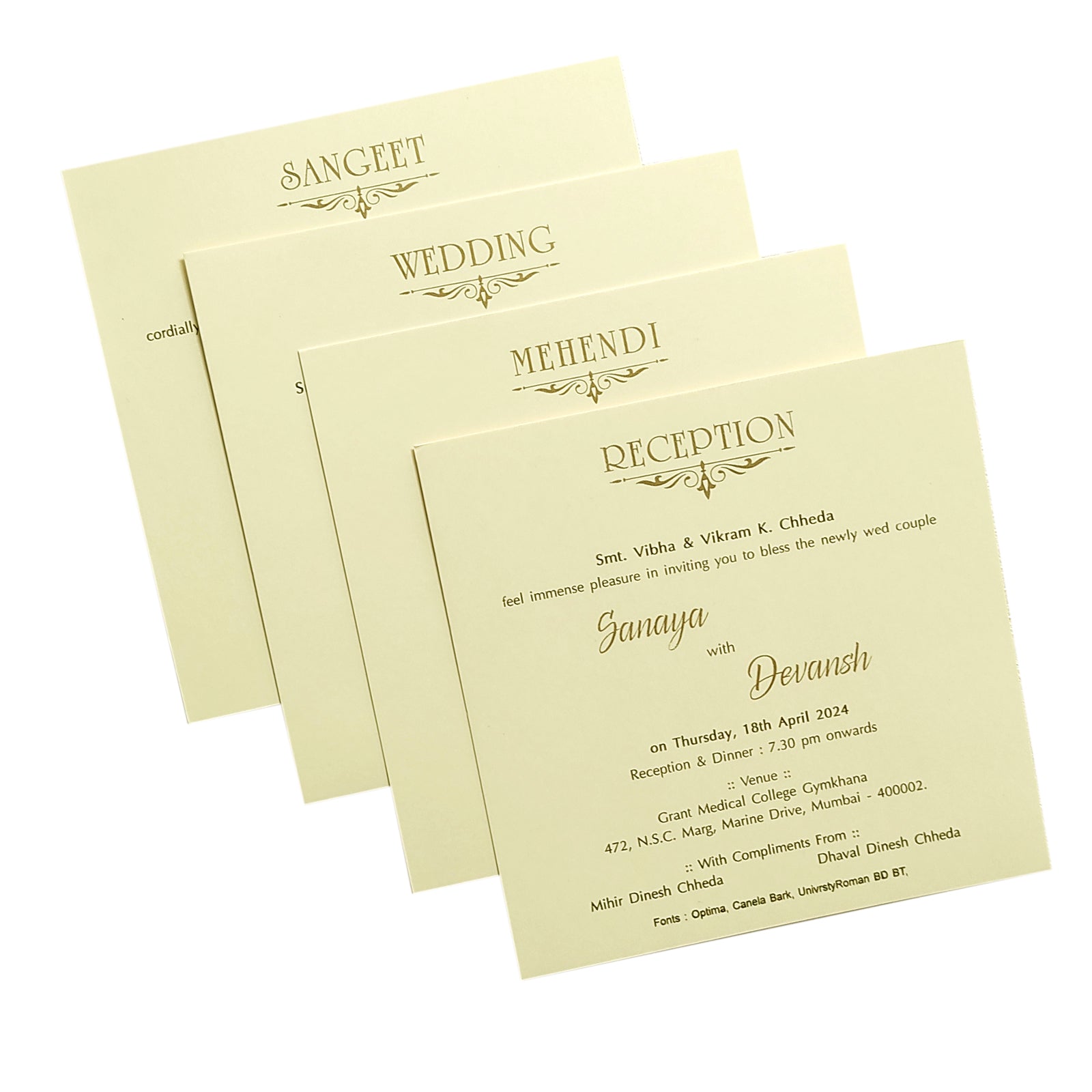 Brown Embossed Box Invitation Card-KRC29271